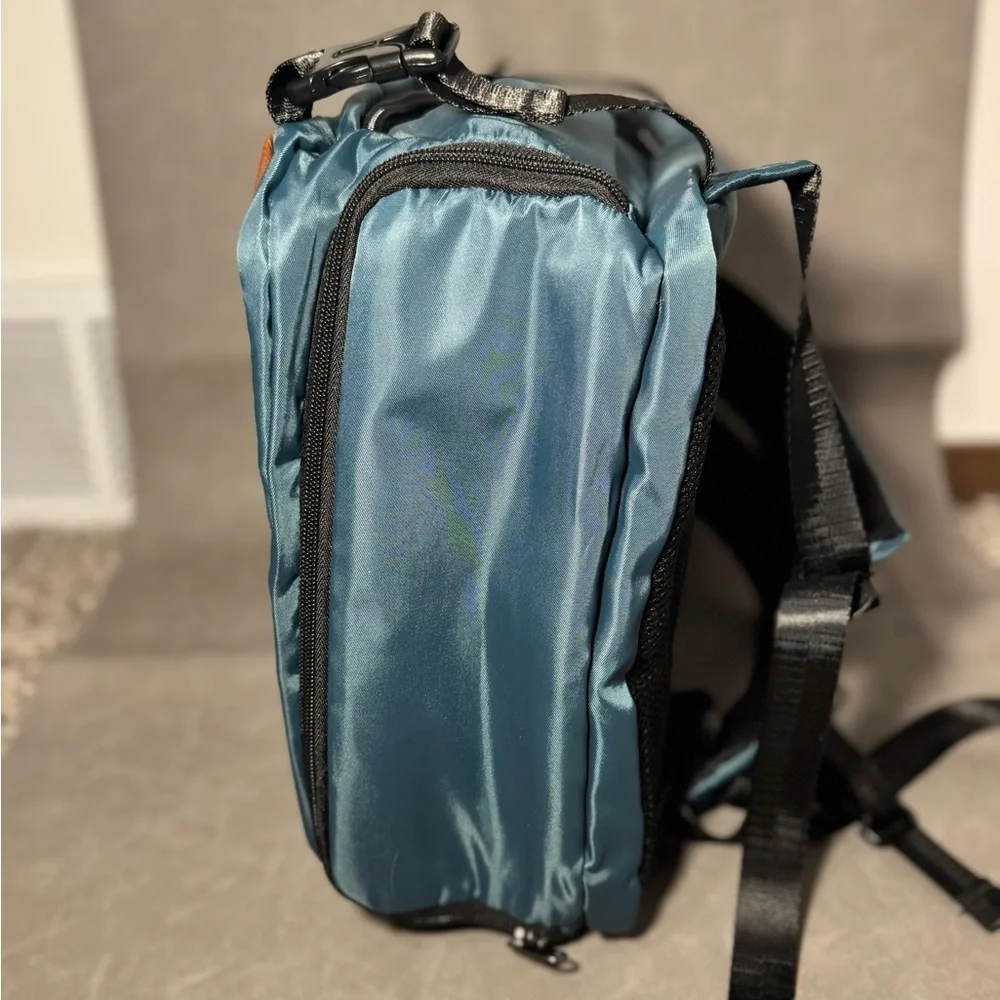 Convertible Travel Backpack w/ USB Charging Port – Teal & Black Laptop Backpack